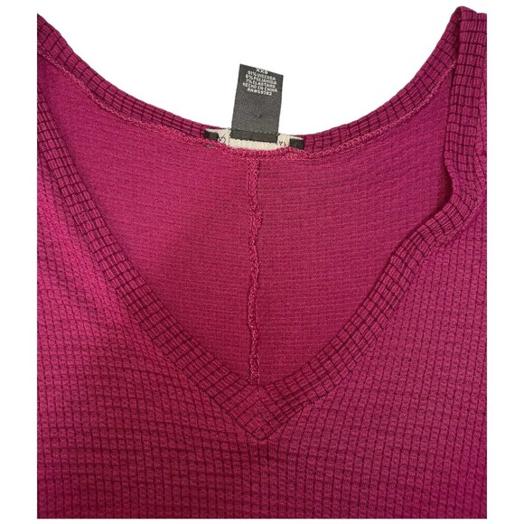 Adrianna Papell Textured Long Sleeve Tunic Soft V Neck Burgundy Glow XXL - Picture 5 of 12